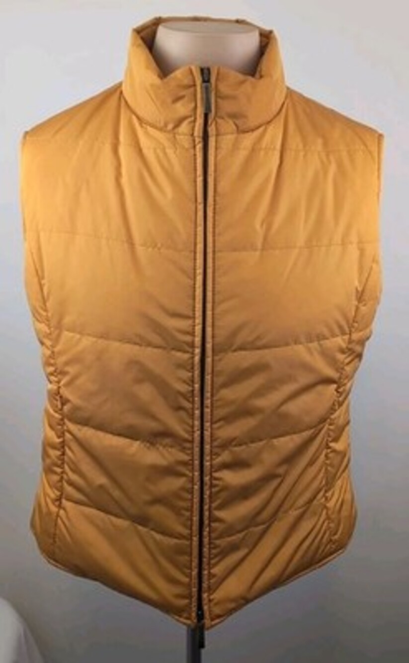 Burberry Womens Golden Quilted Puffer Vest Nova Check Inner Liner Size 46 Euro